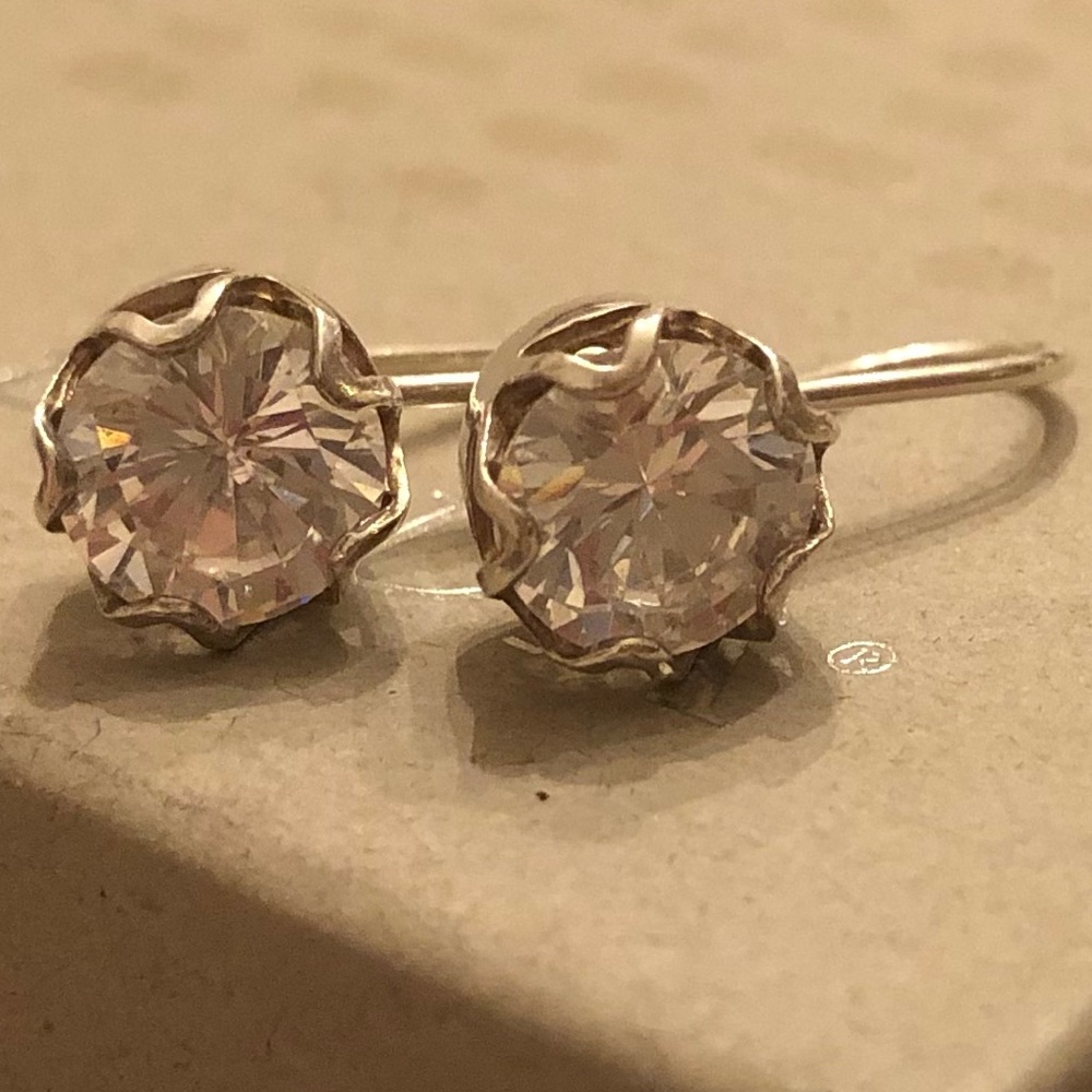 Rare Vintage Silpada Sterling Silver Cubic Zirconia Earrings W1332